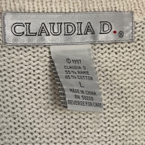 Vintage Claudia D. Cream Embellished Vest Large - Picture 3 of 8